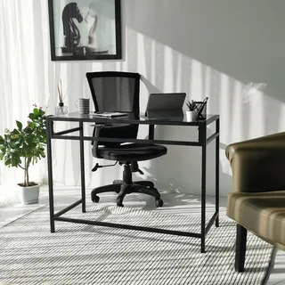 Skye Decor, Network Çalma Masas / 100x45cm M100F, Schreibtisch, Schwarz, 100 % gehärtetes Glas, 100 x 45 x 75 cm - Schwarz