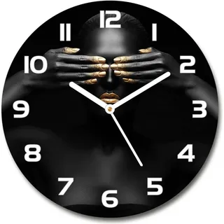 Wanduhr aus Glas 30fi Glasbild Glasuhr Gehärtetes Glas - weisse-zeiger - Woman in black - Schwarz