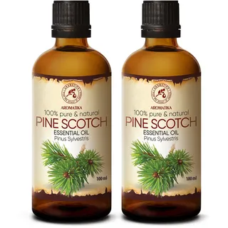 Kiefernnadelöl Ätherisch - Pine Scotch 2х100ml - Weihnachtsbaumduft - Pinus Sylvestris - Austria - Natürliches - Frischer Nadelduft - Kieferöl für Sauna - Aromatherapie - Aroma Diffuser