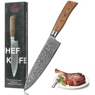 Wakoli EDIB Pro Damast Chefmesser I 20cm Klinge I Pakkaholzgriff
