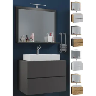 VCM my bath Badmöbel-Set Lendas M 915289 honig-eiche, weiß 61,0 x 52,0 x 134,0 cm
