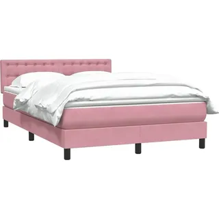 vidaXL Boxspringbett mit Matratze Rosa 160x210 cm Samt - Rosa