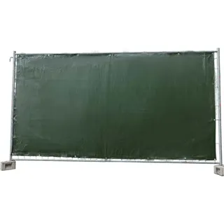 Bauzaunplane 1,76m x 3,41m Sichtschutzplane Zaunblende Bauzaun wasserdichte Abdeckplane mit Ösen 160g/m2 grün PE - Grün