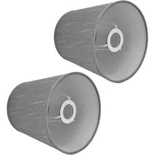 Garosa 2 Stück Stoff Lampenschirm Innen Lampenschirm europäischer Stil für E14 Schraubsockel Kerzenleuchter, Stehlampe, Tischlampe, Kronleuchter, Wandlampe 4,4x6,0x5,5 cm (PX150 Silbergrau)