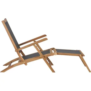 vidaXL Liegestuhl mit Fußteil Massivholz Teak Schwarz - Schwarz
