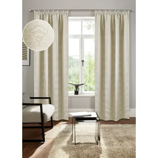Verdunkelungsvorhang BRUNO BANANI "Alessio" Gr. 4, beige, B:130cm H:245cm, Polyester, Gardinen, Verdunkelungsvorhang, Elegantes Muster, Jacquard, verdunkelnder Vorhang, blickdicht,modern, Topseller