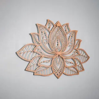 Colorfull Worlds 3D Mandala Metall Wanddekoration | Lotusblume Dekoration für Zuhause | Schlafzimmer Metall Wandkunst|Büro Dekor | Wohnzimmer Dekor | Neujahr Geschenk | (67 x 43 cm, Kupfer)