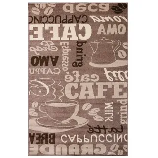 Vimoda Küchenteppich Teppichläufer Coffee Modern Kaffee Design in Braun Beige Teppich für Lounge oder Küche, Maße:80x250 cm