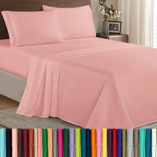 Elegant Comfort Luxuriöses 1500 Premium-Mikrofaser-Bettwäsche-Set, 4-teilig, knitterfrei, rundum elastisch, Tiefe Tasche bis 40,6 cm, Twin/Twin XL, Dusty Rose