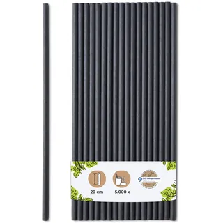 BIOZOYG Papier Trinkhalme 20 cm Strohhalm 5 mm Ø I Trinkhalm biologisch abbaubar I schwarze Strohhalme vertikal gerollt I Party Trinkhalme für Cocktails I Papierstrohhalme 5000 Stück