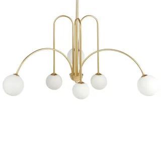 Beliani Kronleuchter Forbes 80/80/80 cm , Goldfarben , Metall , G9 , 80x80x80 cm , Lampen & Leuchten, Innenbeleuchtung, Kronleuchter