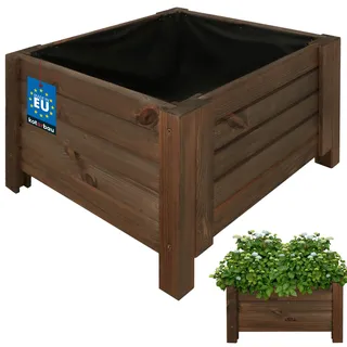KOTARBAU® Blumenkasten - 50 x 50 x 30 cm - Pflanzkasten mit Vlies - Pflanzkübel groß außen - Balkon Sichtschutz - Blumenkästen für Garten & Terrasse - Blumenkübel aus Kiefernholz - Braun