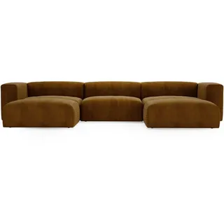 GRAINGOLD Eckcouch Cord 5-Sitzer Braun