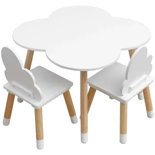Mobili Rebecca Kindertisch MIT 2 Stühle Weiß 60/60/44 cm , Holzwerkstoff , Rund , 60x44x60 cm , Babymöbel & Kindermöbel, Kinderzimmer & Jugendzimmer, Kindersitzgruppe