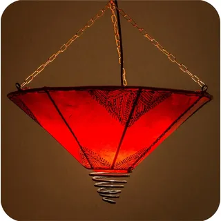 Orientalische Lampe Deckenleuchte Hängelampe marokkanische Deckenlampe Lederlampe Fuego Orient 40 cm, rot - Rot