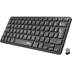 Arteck Kabellose Tastatur, Deutsches QWERTZ Layout wiederaufladbare USB Anschluss 2,4 GHz Kabellos Tastatur mit Multimedia-Tasten, Kompatibel mit PC, Computer, Notebook, Laptop, Windows 11, 10, 8