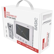 EMOS H2050 Türsprechanlage/Video-Türklingel, wasserdichte Kamera mit Nachtsicht, Monitor mit 7'' LCD-Farbdisplay, einfache 2-Draht-Installation, Weiß, Silbern