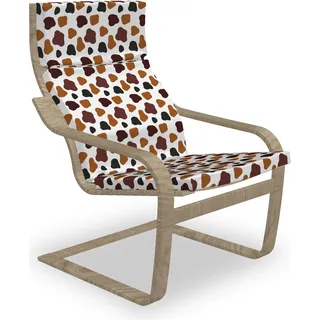 ABAKUHAUS Kuh-Druck Poäng Sessel Polster, Abstrakte Kuh-Fell, Sitzkissen mit Stuhlkissen mit Hakenschlaufe und Reißverschluss, Weiß Braun Schwarz - Weiß