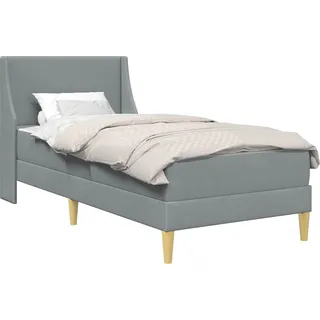 vidaXL Bettgestell mit Matratze Hellgrau 90 x 200 cm Polyester - Hellgrau