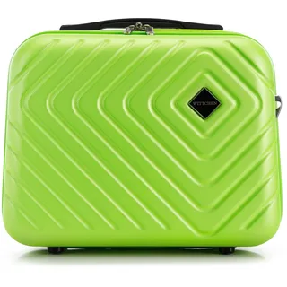 WITTCHEN Cube line Kosmetikkoffer Kulturbeutel ABS Mit Geometrischer Prägung Schultergurt Kunststoffgriff Kosmetiktasche Damen Reiseetui Größe XS Limette