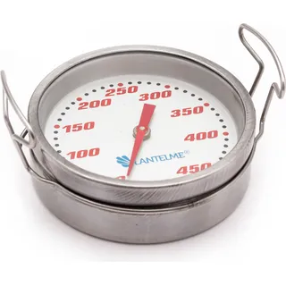 Lantelme Grill Thermometer 450°C zum Auflegen mit Henkel für Grillrost Grillgitter Grillraum Analog Grillthermometer Temperaturmesser - Silber