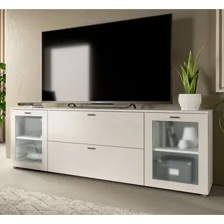 inn.furn Dante TV-Lowboard 180 x 62 cm Weiß Glas/Holz/Kunststoff/Metall/Melamin/Holzwerkstoff