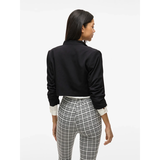 Kurzblazer VILA "VIHER BIN CROPPED BLAZER - NOOS", Damen, Gr. 36, schwarz, Web, Obermaterial: 92% Polyester, 8% Elasthan, unifarben, loose fit kurz, Blazer Kurzblazer, Materialmix, loose fit