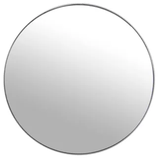 DRW Runder Wandspiegel aus Metall und Rückseite, MDF, silberfarben, 100 x 1,5 cm, INT. 98,5 cm