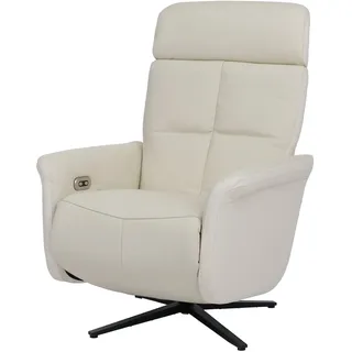Mendler Relaxsessel HWC-L10 Leder 76 x 110 x 76 cm Weiß elektrisch drehbar