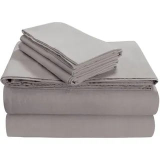 Tribeca Living King-Size-Bettlaken-Set, massives Flanell, tief, Platinfarben