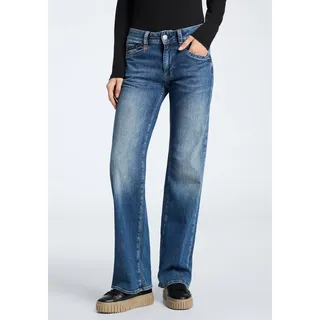 Bootcut-Jeans HERRLICHER "Prime New Denim Light", Damen, Gr. 34, Länge 34, dolphin, Denim/Jeans, Obermaterial: 98% Baumwolle, 2% Elasthan, weit knöchellang, Jeans Bootcut-Jeans, mit Stretch