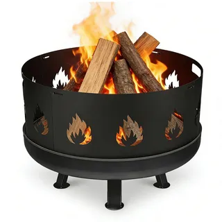Funkenschutz Feuerschale Verstellbarer Ø 70–75 cm, Funkengitter mit Griff, 1,2mm Starkes Stahlblech, 4-teilig Steckbar, perfekt für Garten & Terrasse, Schwarz