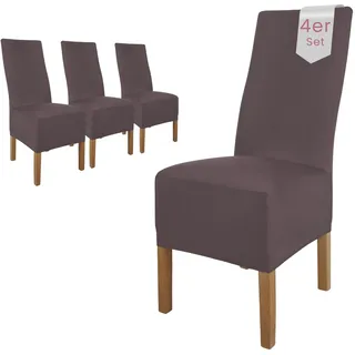Scheffler Home Stuhlhussen 4er Set Nordic Grey Lena – Stretch Stuhlbezüge für Polsterstühle und Esszimmerstühle – Waschbar, bügelfrei und pflegeleicht