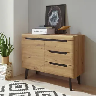INOSIGN Sideboard »Torge, Anrichte, Kommode, Schubladenschrank« 1 Stk. tlg. abgeschrägte Füße, drei Farben, Scandi Design, 107 cm breit, braun
