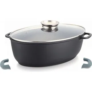 Alu Guss Oval Bräter ø38cm Induktion Topf Schmortopf Marmorbeschichtung