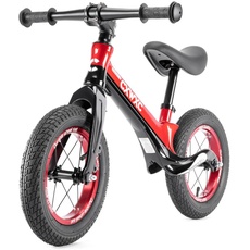 CXWXC Laufrad ab 2 Jahre Einzigartiger Magnesiumlegierung 12 Zoll Kinder Laufrad Tragfähigkeit von 30 kg Laufräder für 24-60 Monate Balance Bike(Schwarz & Rot)