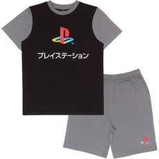 Playstation Short Pyjamas Set Kurzer Pyjama, Kinder, 128-170, Black/Grey, Offizielle Handelsware