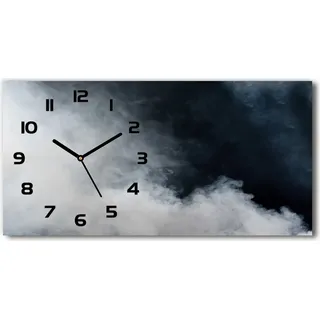 Wanduhr aus Glas – 60x30 cm - Glasbild - Glasuhr - Gehärtetes Glas - schwarze-zeiger - weißer Rauch