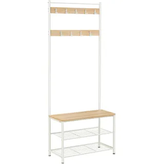 Boxxx Garderobe , Weiß, Eichefarben , Metall, Holzwerkstoff , 70x177x32 cm , Garderobe, Garderoben-Sets & Garderoben-Serien, Garderoben-Sets