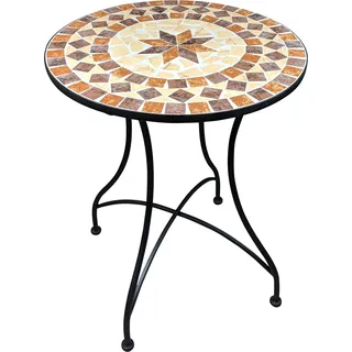 Mosaik Gartentisch Balkontisch Rund 60 cm Mosaiktisch Mediterran Beistelltisch Mosaik runder Gartentisch