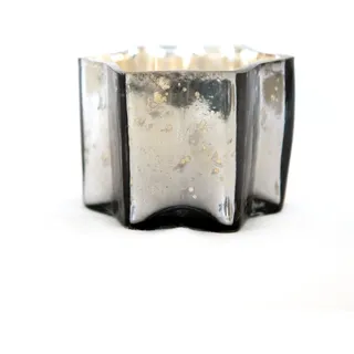 Insideretail LTD Weihnachten Quecksilber Glas Star Teelicht Holders-with Distressed Gun Metall Folie, Set von 48, Gum Metall, 7 x 7 x 7 cm