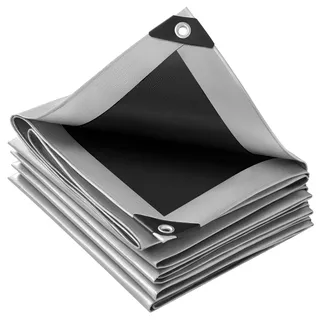 WOLTU Abdeckplane 3x4 m wasserdicht, 280 g/m2 PE Schutzplane Gewebeplane mit Ösen, UV stabil reißfest LKW Plane, Mehrzweck Abdeckung für Gartenmöbel Holz Pool Trampolin Auto, Grau-Schwarz