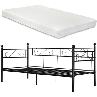 [en.casa] Tagesbett Schwarz, Textil, Höhe ca. 16 cm