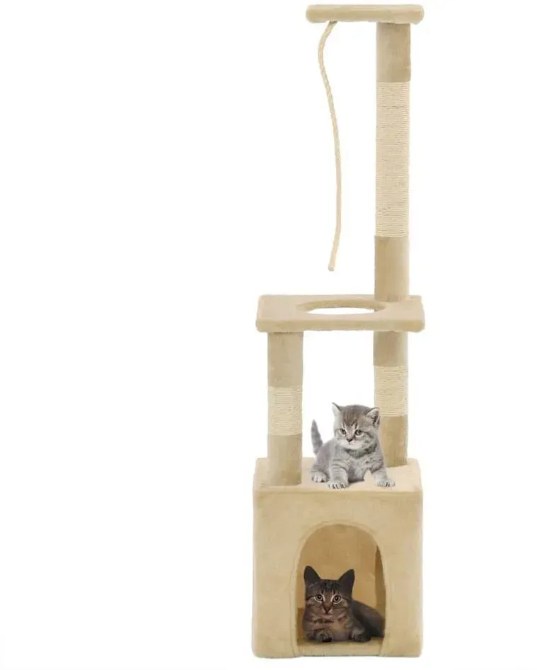 Bild von Katzen-Kratzbaum mit Sisal-Kratzsäulen 109 cm Beige