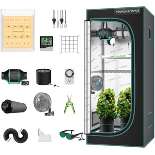 MARS HYDRO TS600 Growzelt Komplettset Led Grow Tent Kit LED Grow Light Grow Lampe 60X60X140cm Indoor Grow Set mit 4" Belüftungssatz