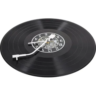 Plastik Musik Wanduhr runde Schallplatte Dekoration - Schwarz