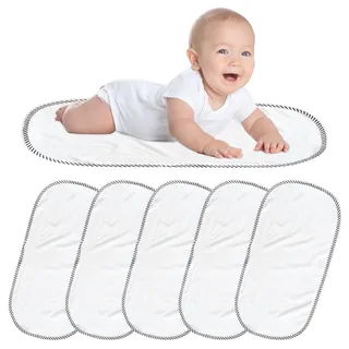 WIYETY Wiederverwendbare Wickelunterlagen für Babywindeln, 30 x 60 cm, Wickelunterlage, waschbar, weich und schützend, bequem für Baby, 6 Stück, Weiß