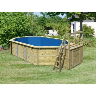 Karibu Pool 4 Set B inkl. Filteranlage Skimmer mit Sonnenterrasse