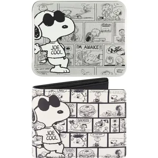 Concept One Peanuts Geldbörse, Snoopy Joe Cool Slim Bifold Wallet mit dekorativer Blechhülle für Damen und Herren, Mehrfarbig, Mehrfarbig/Meereswellen (Ocean Tides), Einheitsgröße, Peanuts Geldbörse,