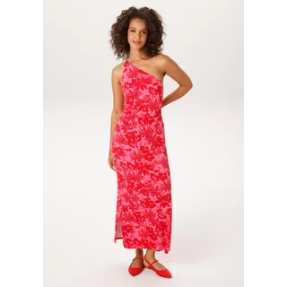 Sommerkleid ANISTON CASUAL, Damen, Gr. 46, N-Gr, pink, rot, Single Jersey, Obermaterial: 95% Viskose, 5% Elasthan, bedruckt, geblümt, figurbetont knöchelfrei, Kleider Sommerkleid, in modischer One-Shoulder-Form - NEUE KOLLEKTION